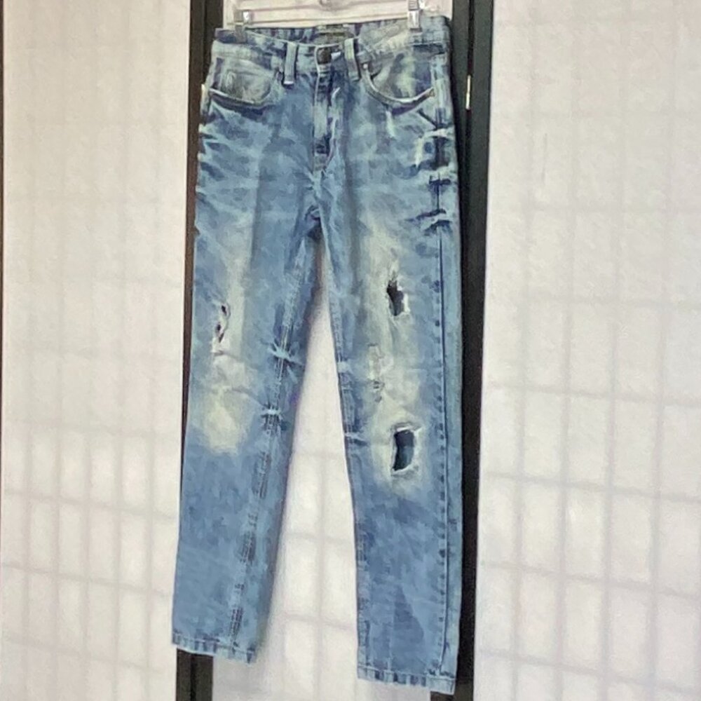 CJ Black Distressed Slim Denim Jeans Faded Medium Wash 28 Embroidered Pocket - Picture 4 of 14